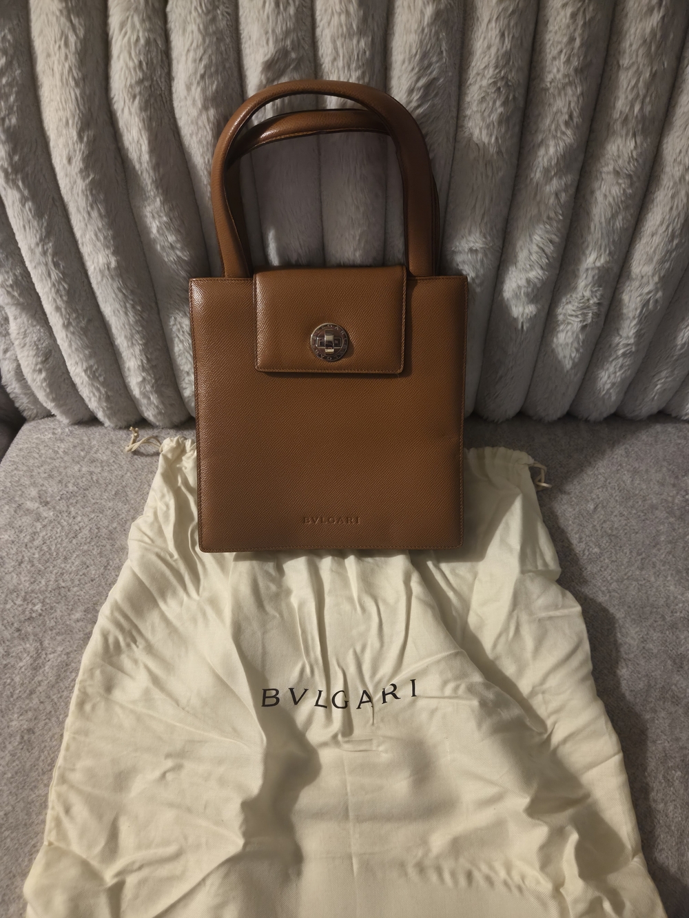 Bvlgari Tan Leather Structured Shoulder Bag